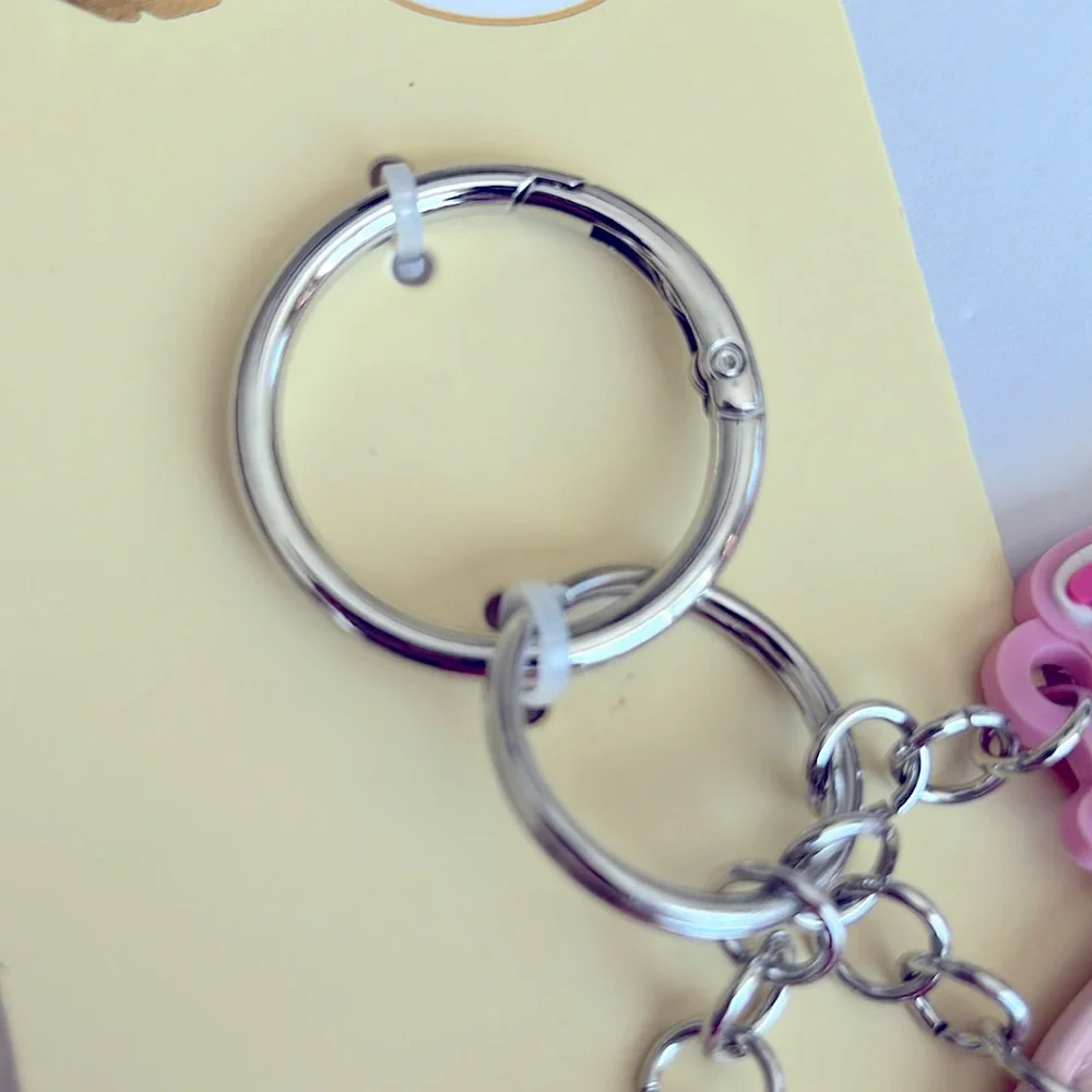 Pink Disco Baby pop art Handbag Charm/Keychain with furry Pom Poms
